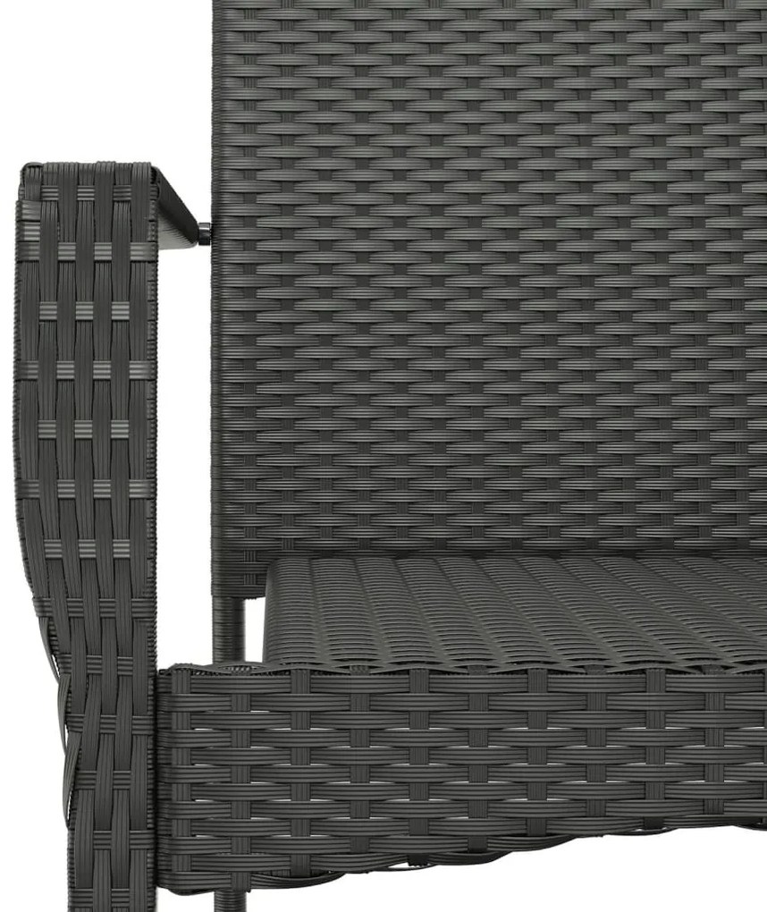 9 részes fekete polyrattan kerti étkezőgarnitúra párnákkal