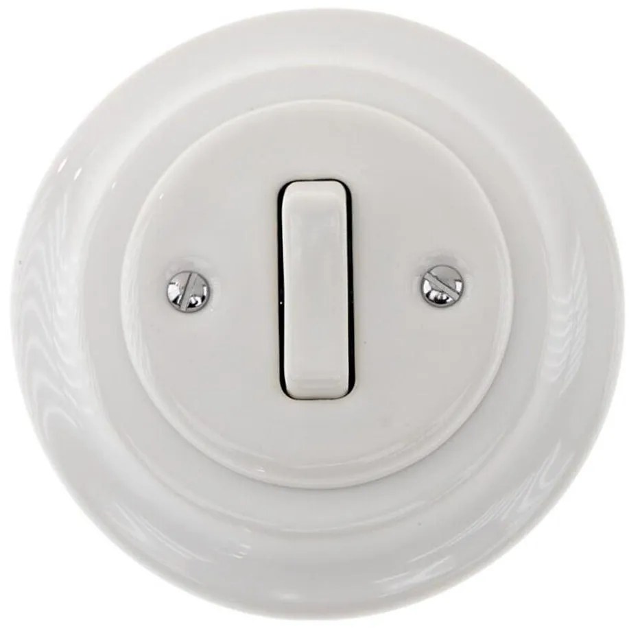 Bohemia-Design - Porcelán retro egygombos csengőkapcsoló kerettel, fehér