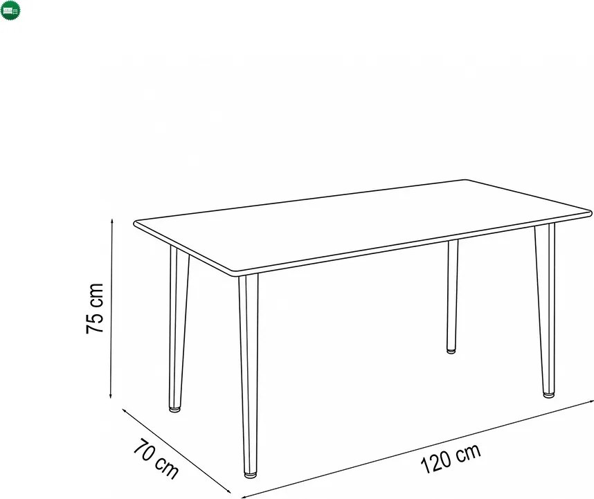 Silla 120 cm szögletes étkezőasztal fehér