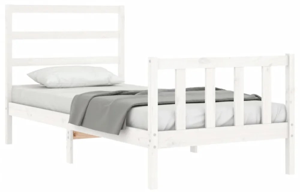 fehér tömör fenyőfa ágykeret matrac nélkül 90 x 190 cm