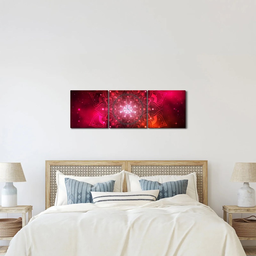 Piros absztrakció képe (órával) (90x30 cm)