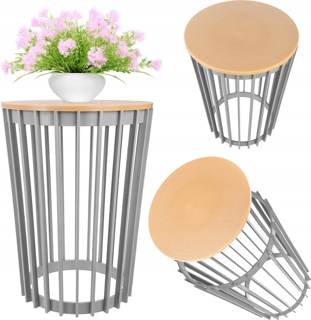 Virágágyás Álló Virágtartó Állvány Loft Kétoldalas Szürke Polc Asztallap 40 cm