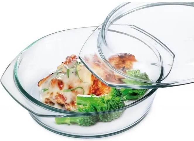 Simax Kerek üveg tepsi fedővel 3,7 l