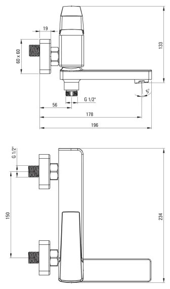 Deante BQL_012M - BLUR kihajtható kádcsaptelep, fényes króm