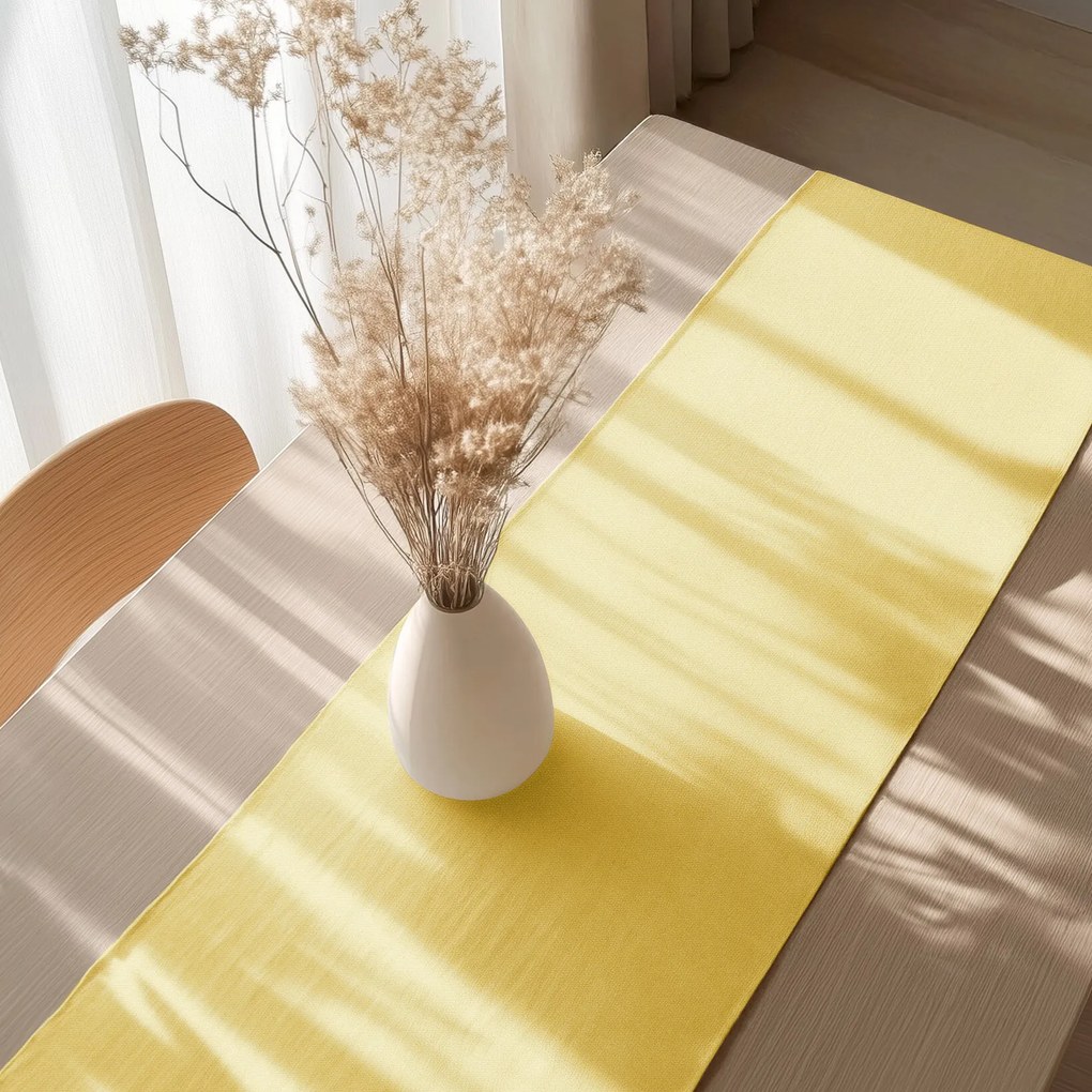 Goldea lenvászon keveréket tartalmazó asztali futó - sárga 50x140 cm