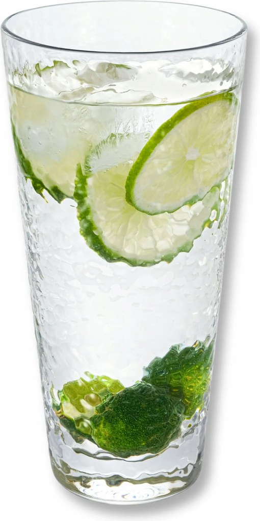 Wilmax nagyméretű, kalapált mintás, kézzel fújt üvegpohár, 450 ml-es, italokhoz, vízhez, gyümölcsléhez