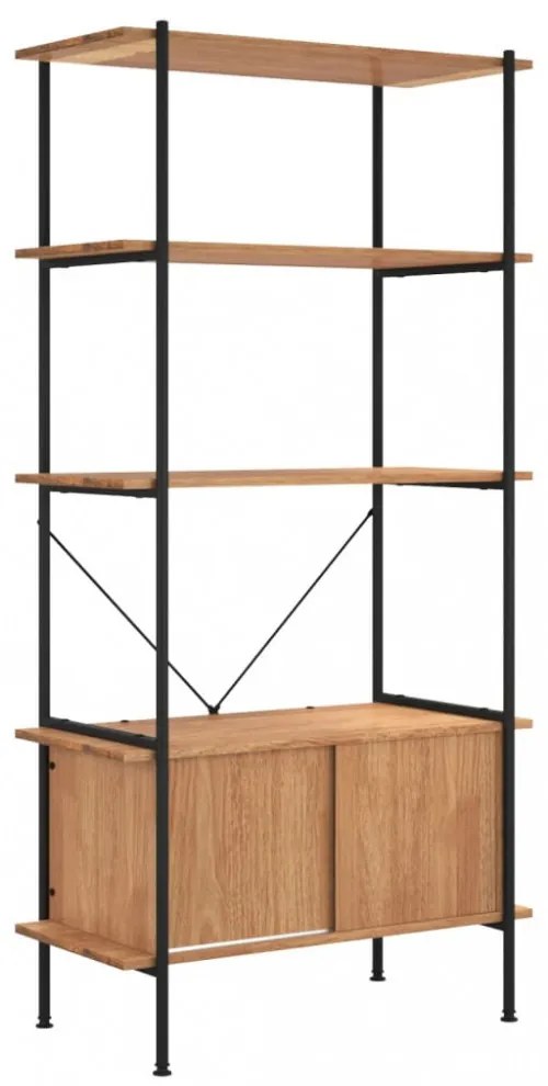 5 szintes acél és szerelt fa polc szekrénnyel 80x40x163 cm