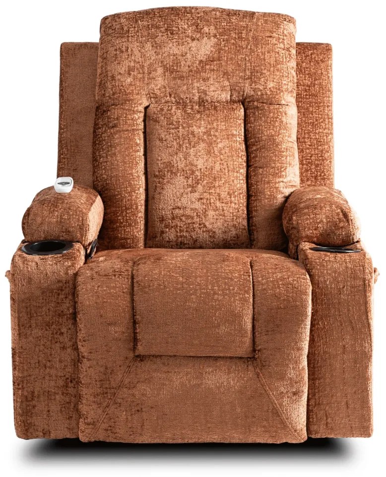 Elektromosan Vezérelhető Masszázsfunkciós Relaxfotel Barna Szövet Kárpittal. BOX 2