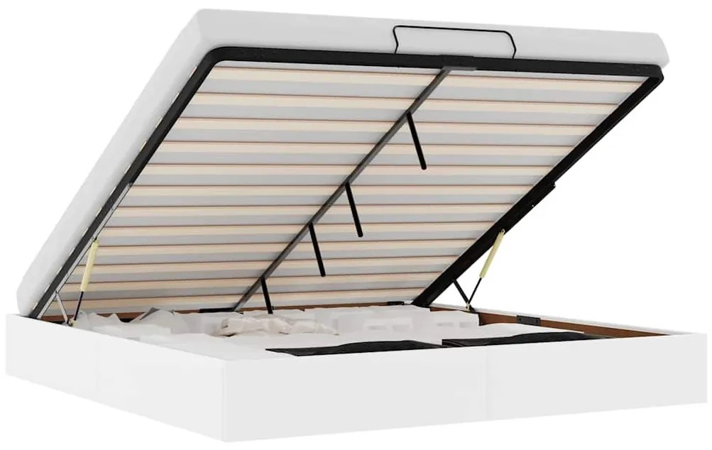 Ottomán ágykeret matrac nélkül fehér 200x200 cm műbőr