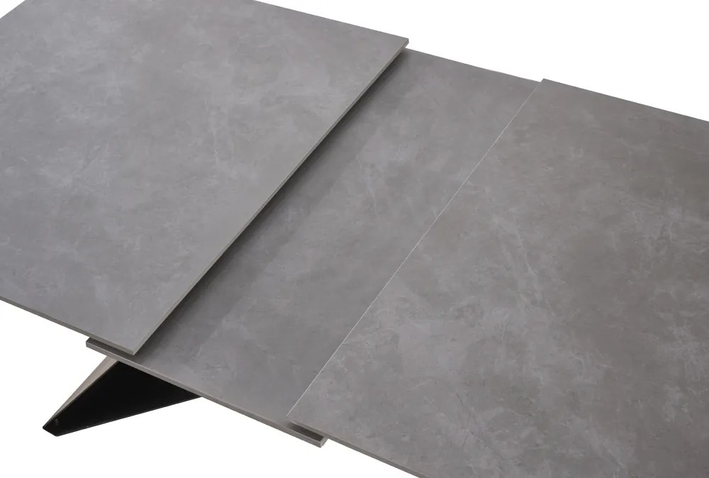 Kihúzható étkezőasztal, beton/fekete, 160-200x90 cm, MAJED