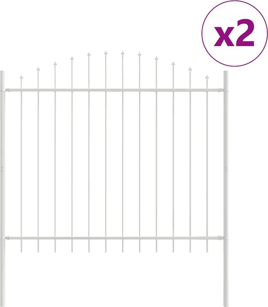 vidaXL Kerti Kerítés 2 pcs Fehér 170 x 165 cm Porszórt acél