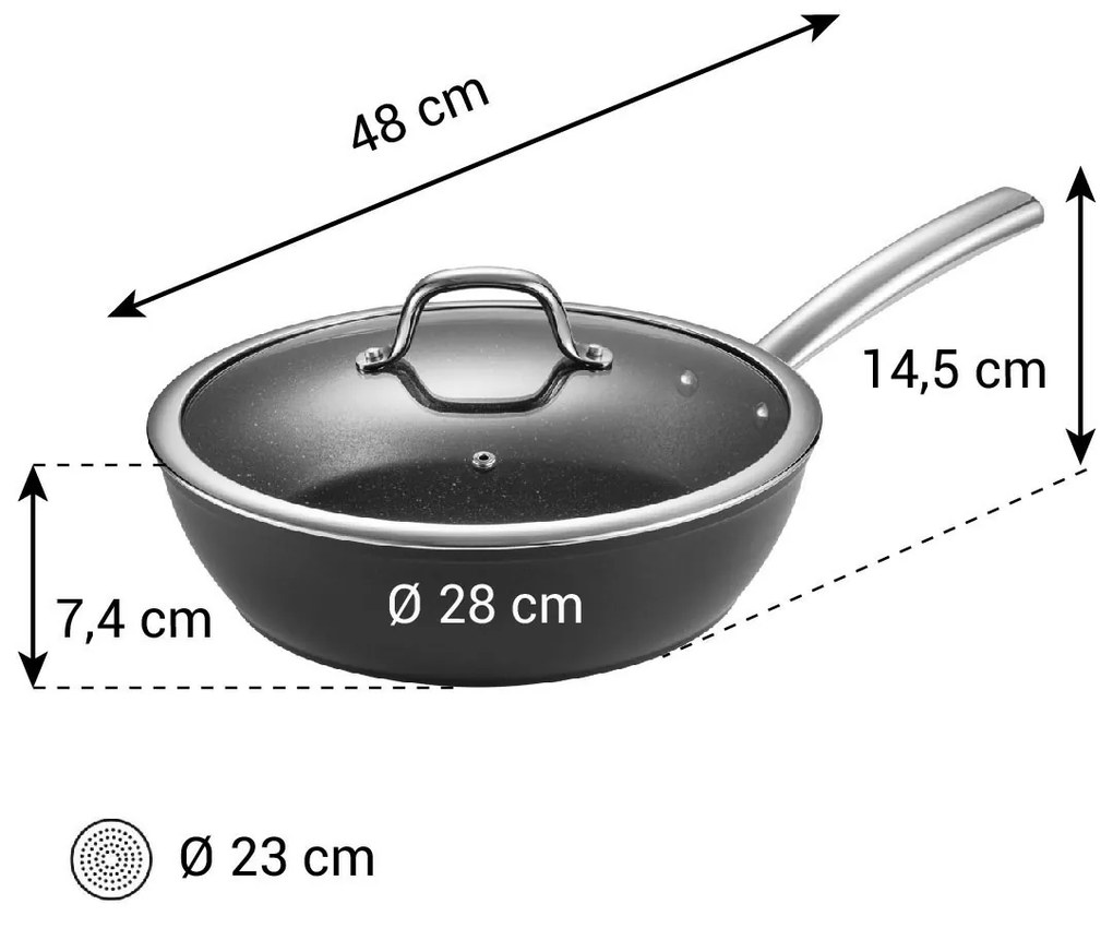 Tescoma PRESIDENT mély serpenyő fedéllel, átmérő28 cm
