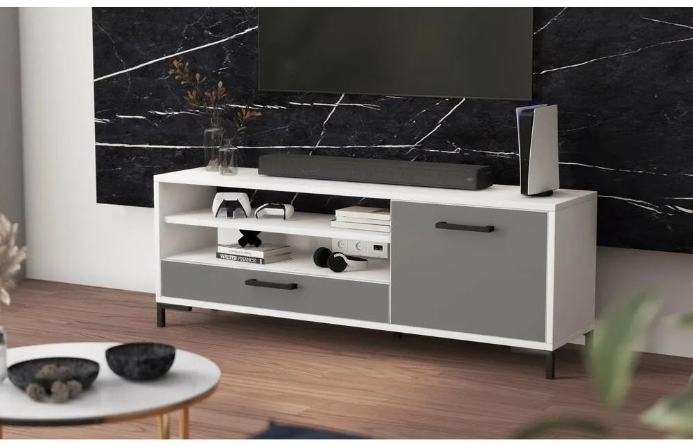 Tv szekrény/asztal Cascade (fehér + szürke). 1098743