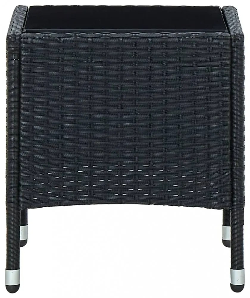 fekete polyrattan kerti asztal 40 x 40 x 45 cm