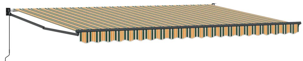 Manuális Behúzható Napellenző Zöld és Sárga 500x300 cm