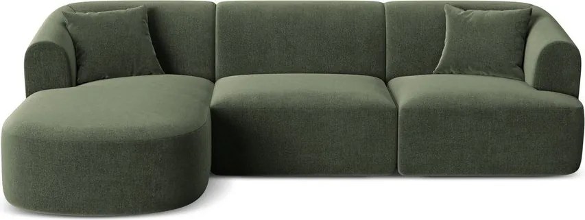 Zöld bársony sarokkanapé (bal oldali-heverő résszel) Campi – Cosmopolitan Design