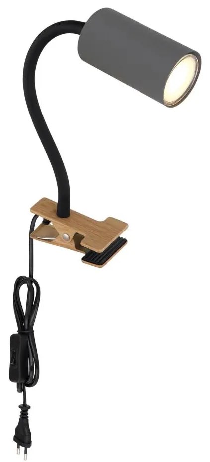 Globo 57911KG - Rugalmas lámpa klipszel ROBBY 1xGU10/25W/230V szürke/barna