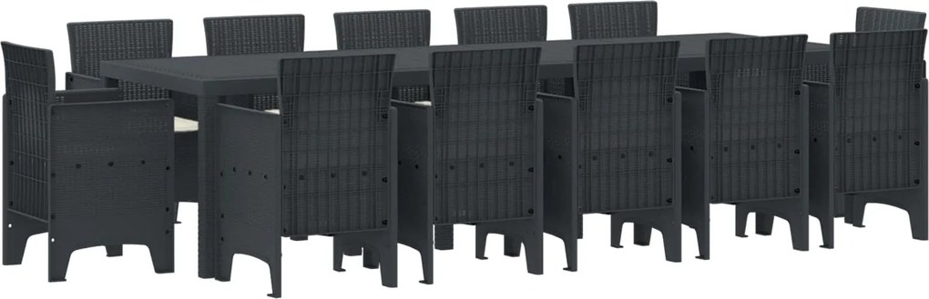vidaXL Kert étkező szett párnával 13 pcs Antracit Polyrattan