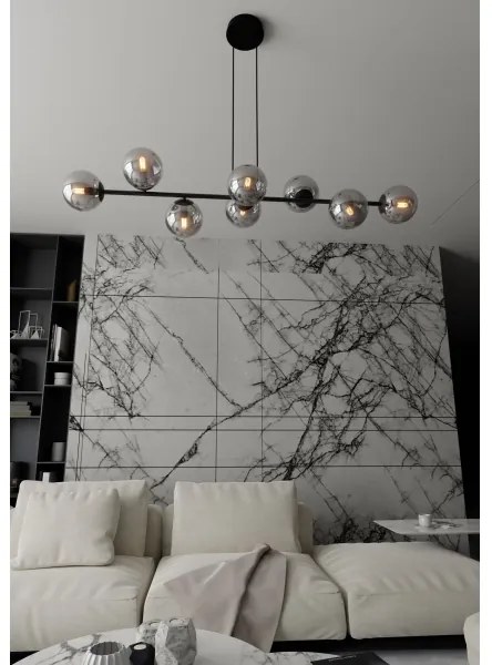 Csillár zsinóron ROSSI 8xE14/10W/230V fekete/szürke