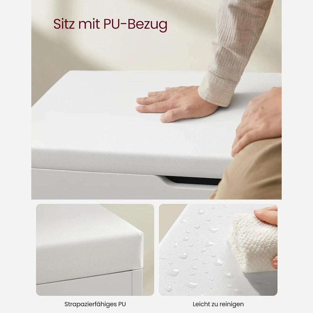 Cipőpad, párnázott cipőpad 3 nyitott rekesszel, fehér