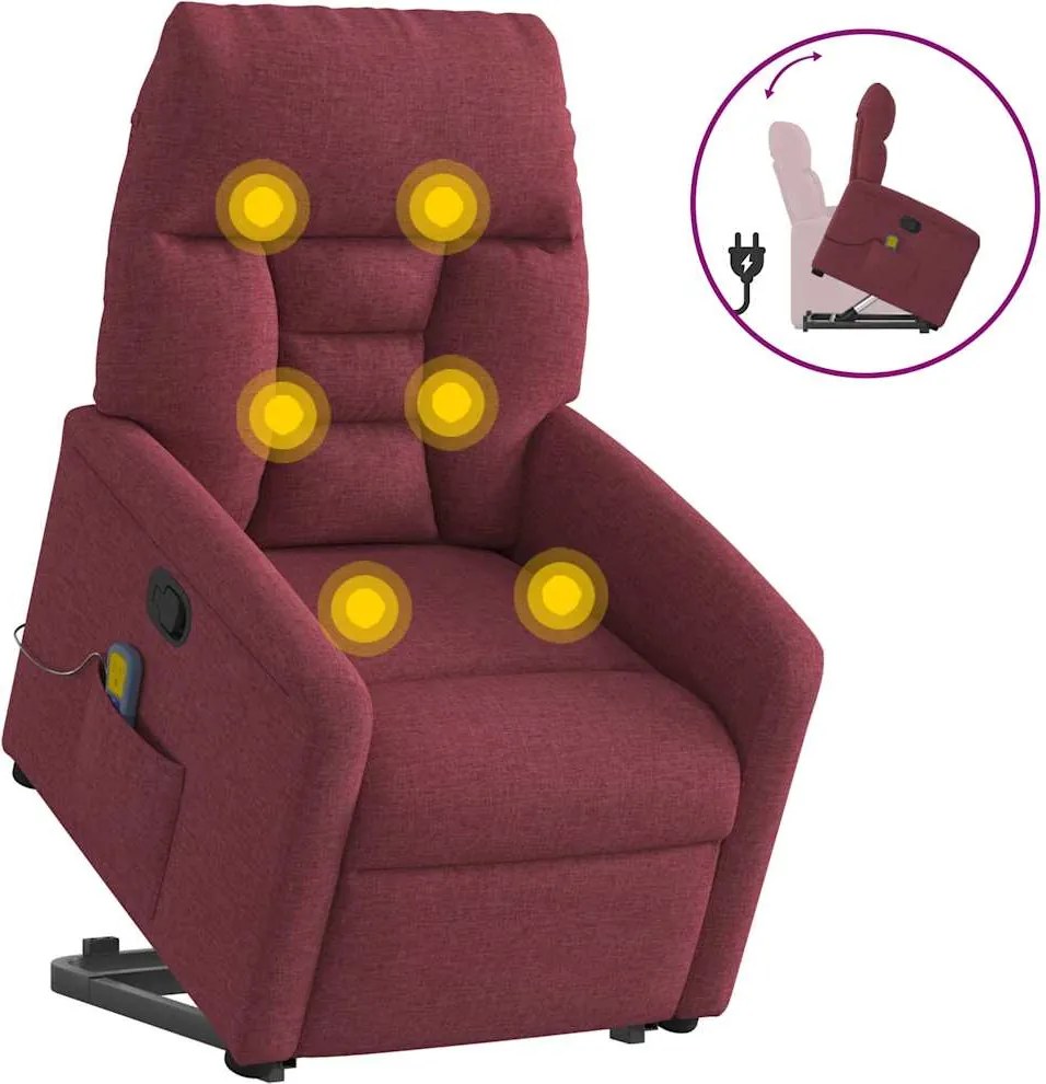 vidaXL bordó szövet dönthető masszázs- és állófotel