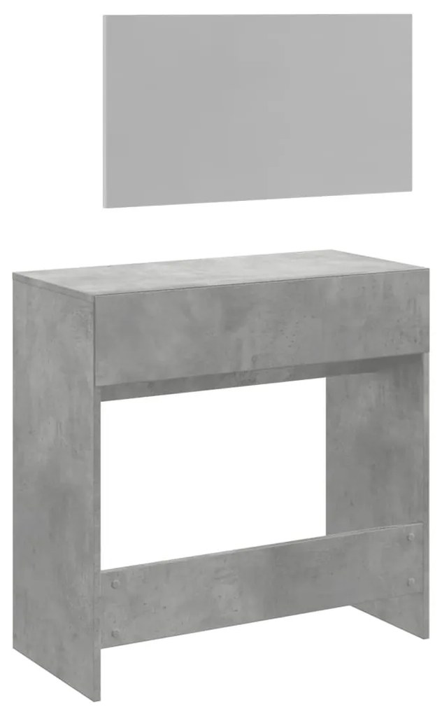 betonszürke fésülködőasztal tükörrel 80x39x80 cm