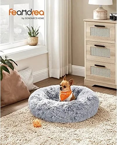 Kutyafekhely bolyhos puha kör alakú, 60 cm, szürke