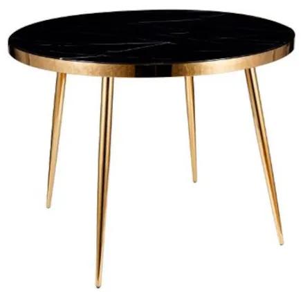 KLEIN kerek étkezőasztal, 100x75x100, fekete márvány/arany