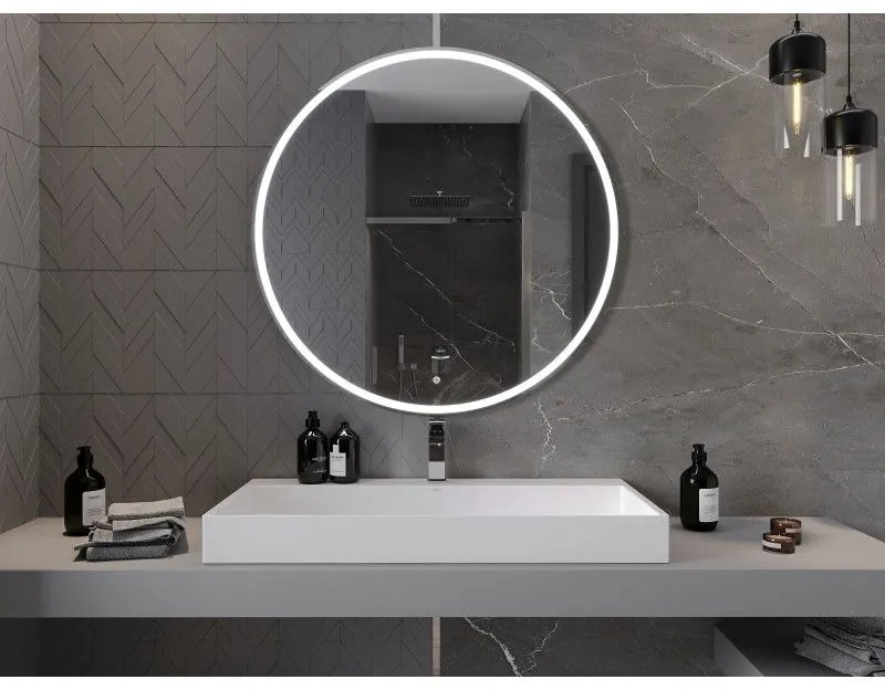 Mexen Gobi, LED kör alakú fürdoszobai tükör háttérvilágítással 100 cm, 6000K, páramentes, 9801-100-100-611-00