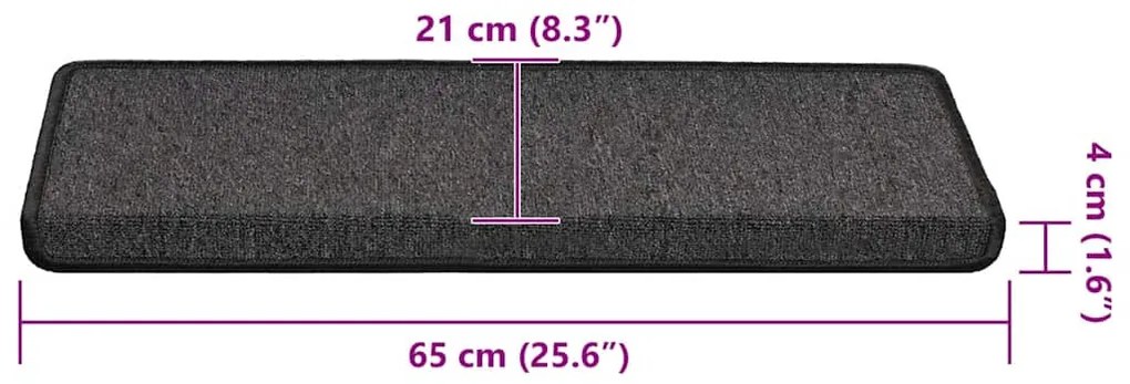 30 db antracitszürke lépcsőszőnyeg 65x21x4 cm