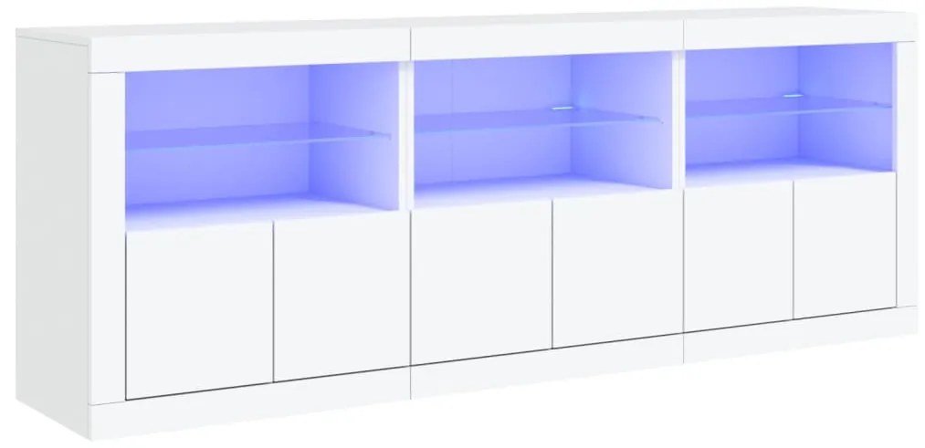 fehér tálalószekrény LED-világítással 181,5x37x67 cm