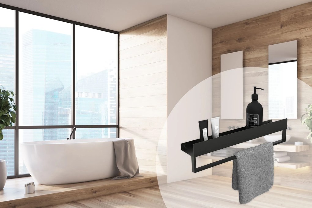 Fürdőszobai polc SF01 60cm black matt