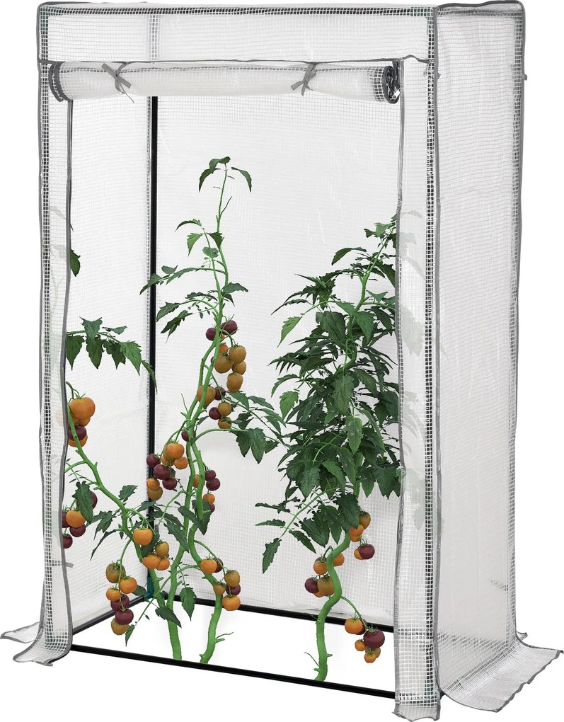 Outsunny Üvegház PE Rács Fóliával, Ajtóval, Télálló Fólia Üvegház Acélból, Erkély, Kert, Paradicsomház 100 x 50 x 150 cm, Paradicsom Üvegház Paradicso