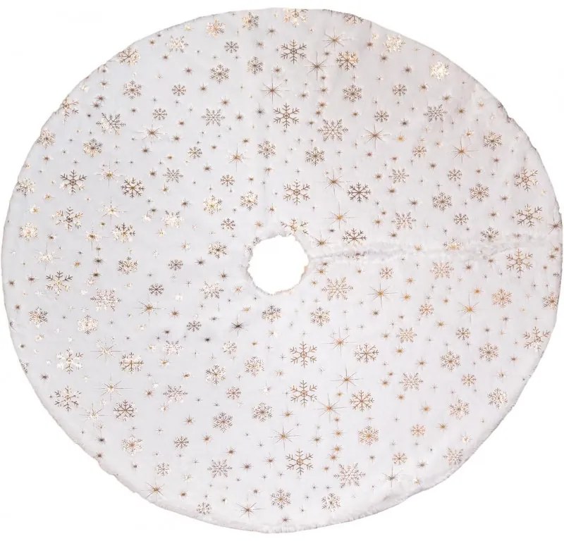 Karácsonyfa szőnyeg GOLD STARS 122 cm, fehér