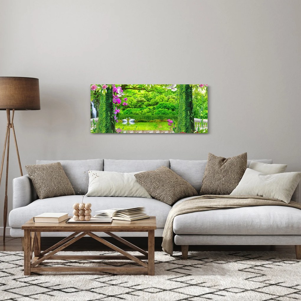 Kép - Varázslatos kert hattyúkkal (120x50 cm)