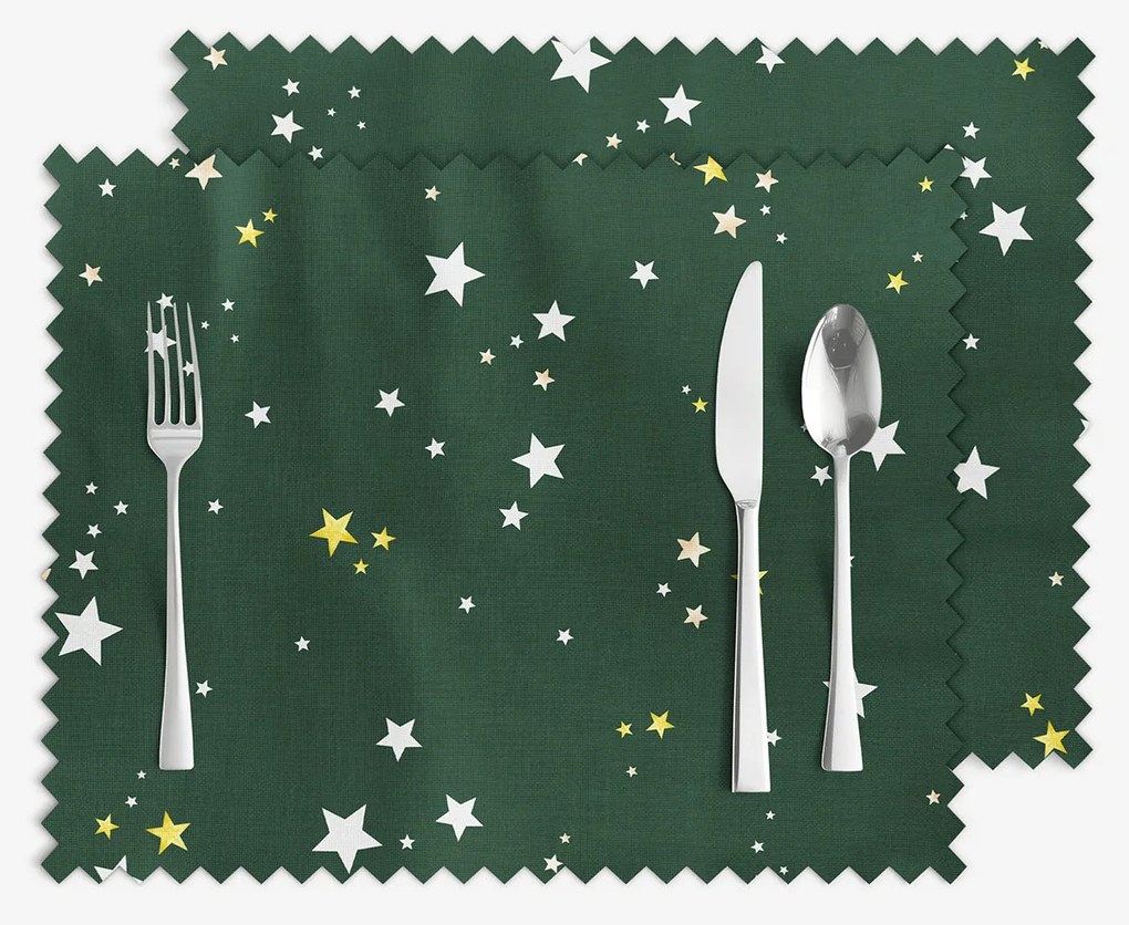 Goldea karácsonyi teflonbevonatú reggeliző alátét - csillagok zöld alapon - 2db 30 x 40 cm