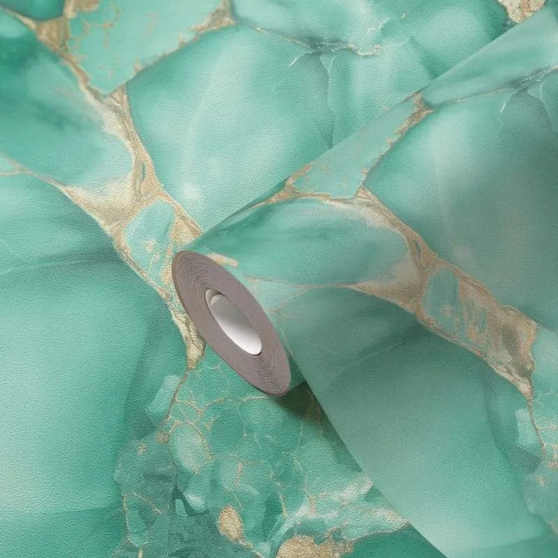 Vinil tapéta Flizelin Smaragd márvány Arany kő fényes 10 m