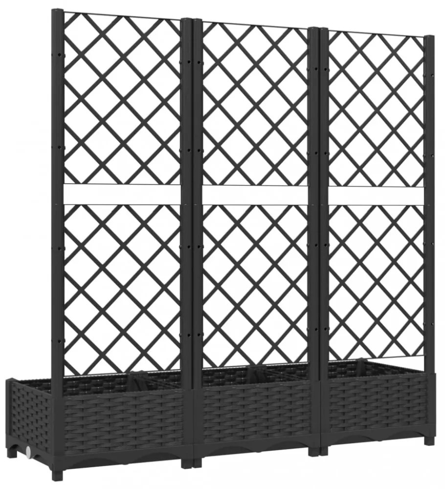 fekete kerti virágláda ráccsal 120 x 40 x 121,5 cm PP