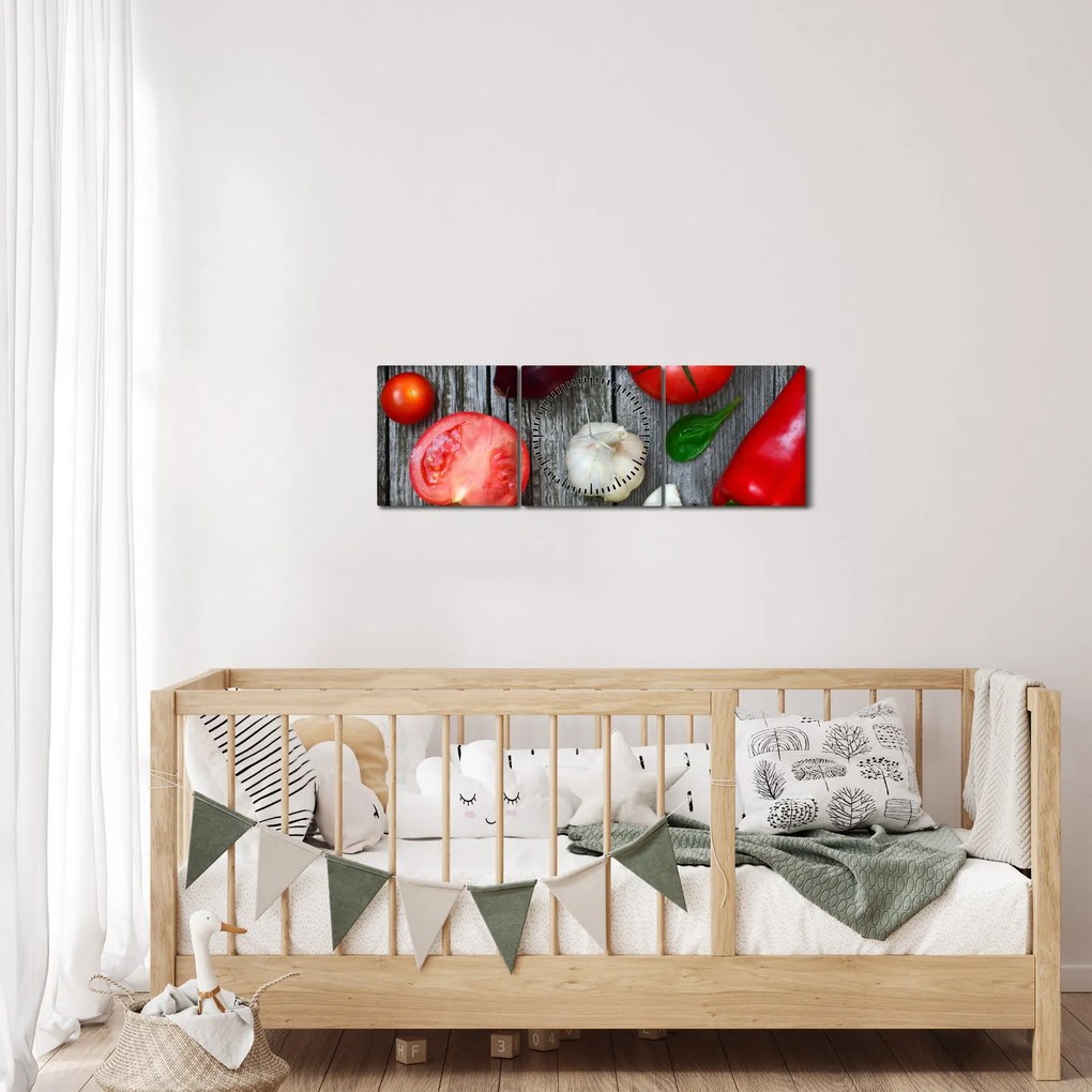 Zöldség képe (órával) (90x30 cm)