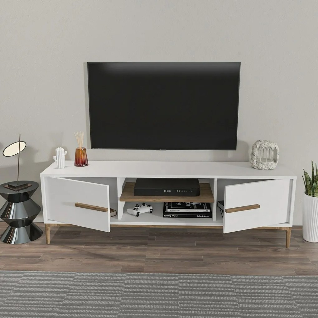 Eslem White and Walnut TV-asztal