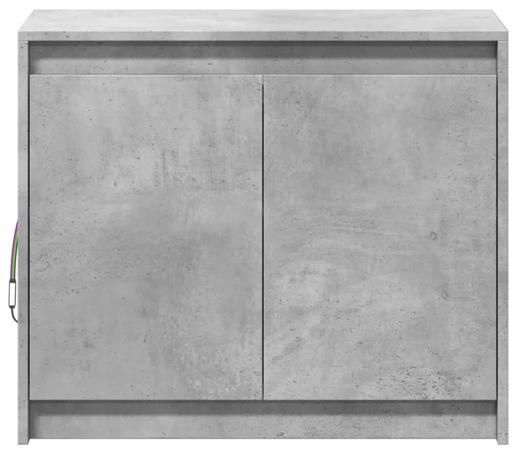 betonszürke szerelt fa tálalószekrény LED-del 72 x 34 x 61 cm