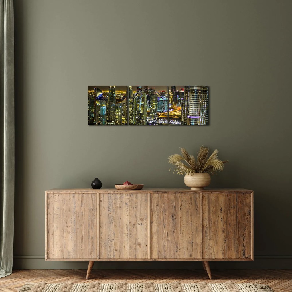 Éjszakai város képe (órával) (90x30 cm)