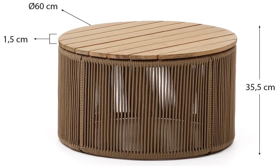 Kerek kerti dohányzóasztal akácfa asztallappal ø 60 cm Dandara – Kave Home