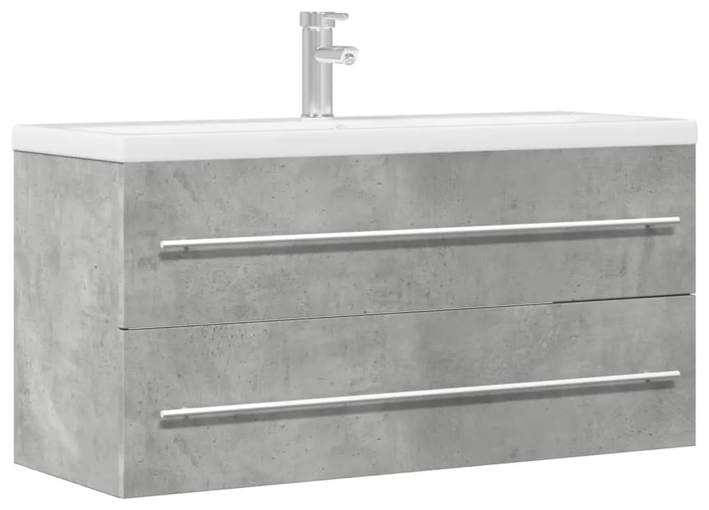 Betonszürke szerelt fa mosdószekrény 100 x 38,5 x 48 cm