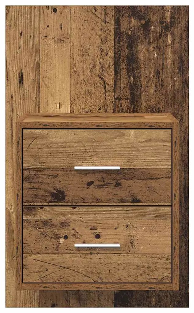 vidaXL Fali éjjeli szekrény 2 pcs Öreg fa 48,5 x 32,5 x 80 cm Faanyag
