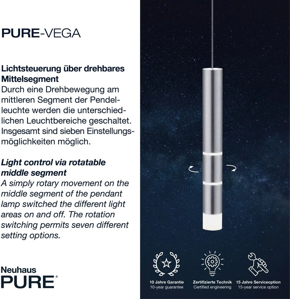 Paul Neuhaus modern függeszték pure-vega eloxált alumínium pln2211-95