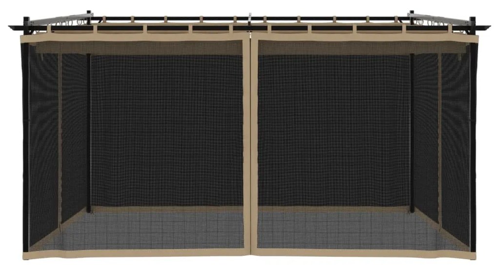 tópszínű acél pavilon hálós oldalakkal 4 x 3 m