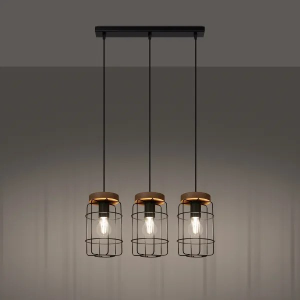 Sollux SL.1264 - Csillár zsinóron GOTTO 3xE27/15W/230V fekete