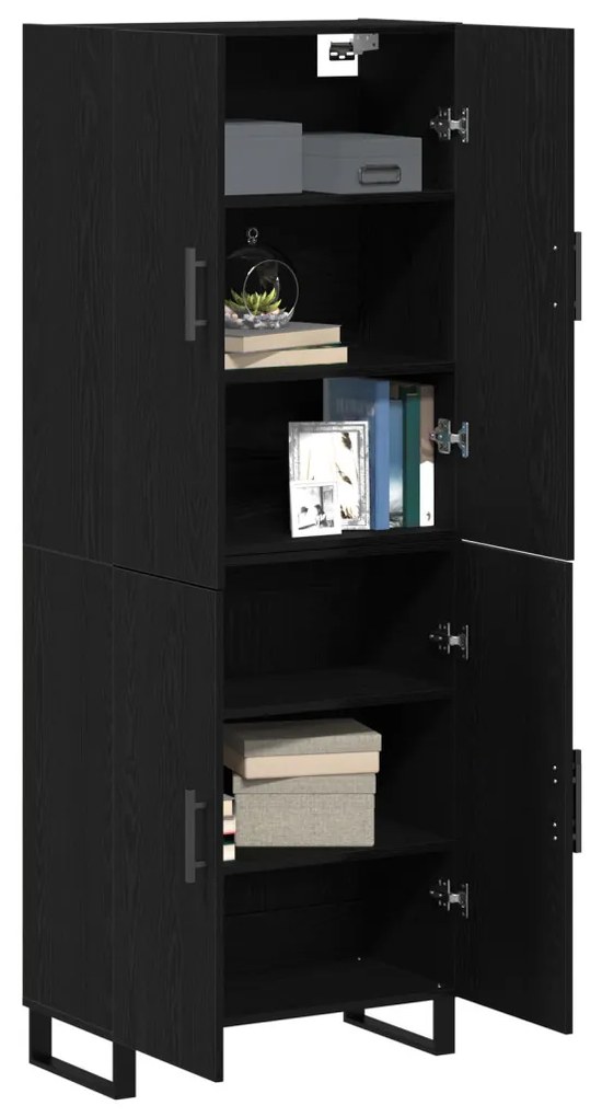 2 db Fekete Tölgy Kábelt 69,5x34x180 cm Mérnöki Fa