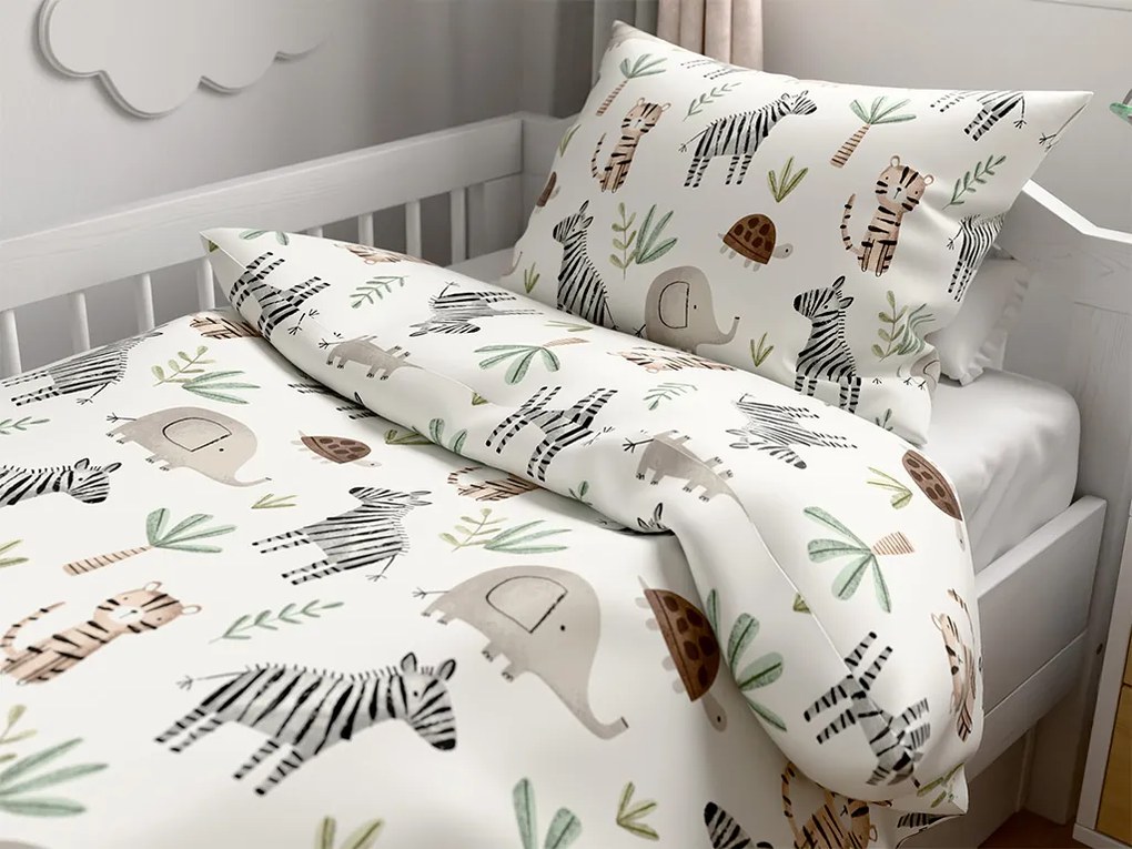 Krepp ágynemű kiságyhoz Renforcé JUNGARI krémszínű Ágyneműhuzat mérete: 45 x 65 cm | 90 x 140 cm